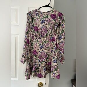 Zara Purple and Green Floral Dress